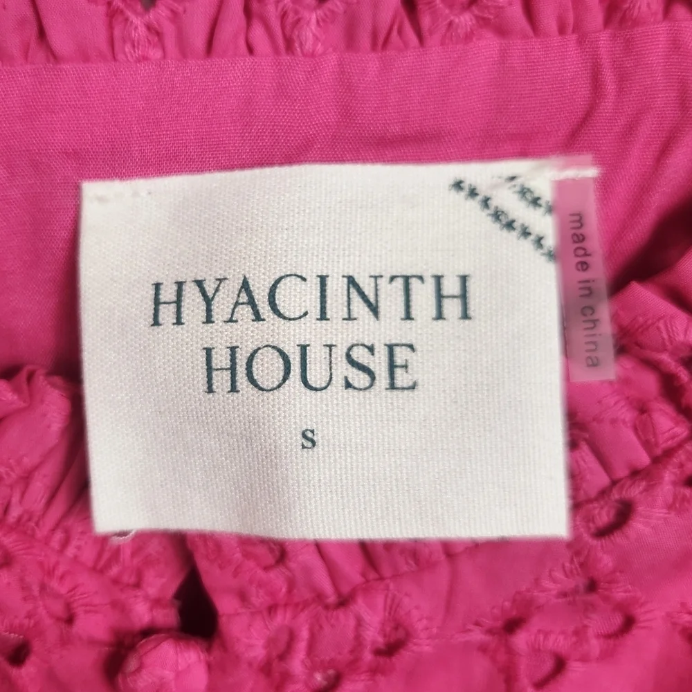 Tuckernuck Hyacinth House Pink Eyelet Midi Dress Ruffle Hem Preppy S - Picture 13 of 15